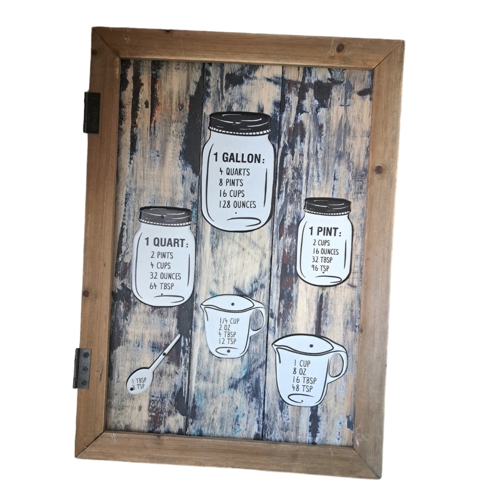 Country kitchen wood art handcrafted Measuring cups farmhouse Rustic decor